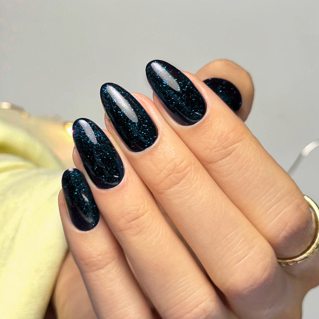 Top Coat No Wipe Blue Sparkle 10g