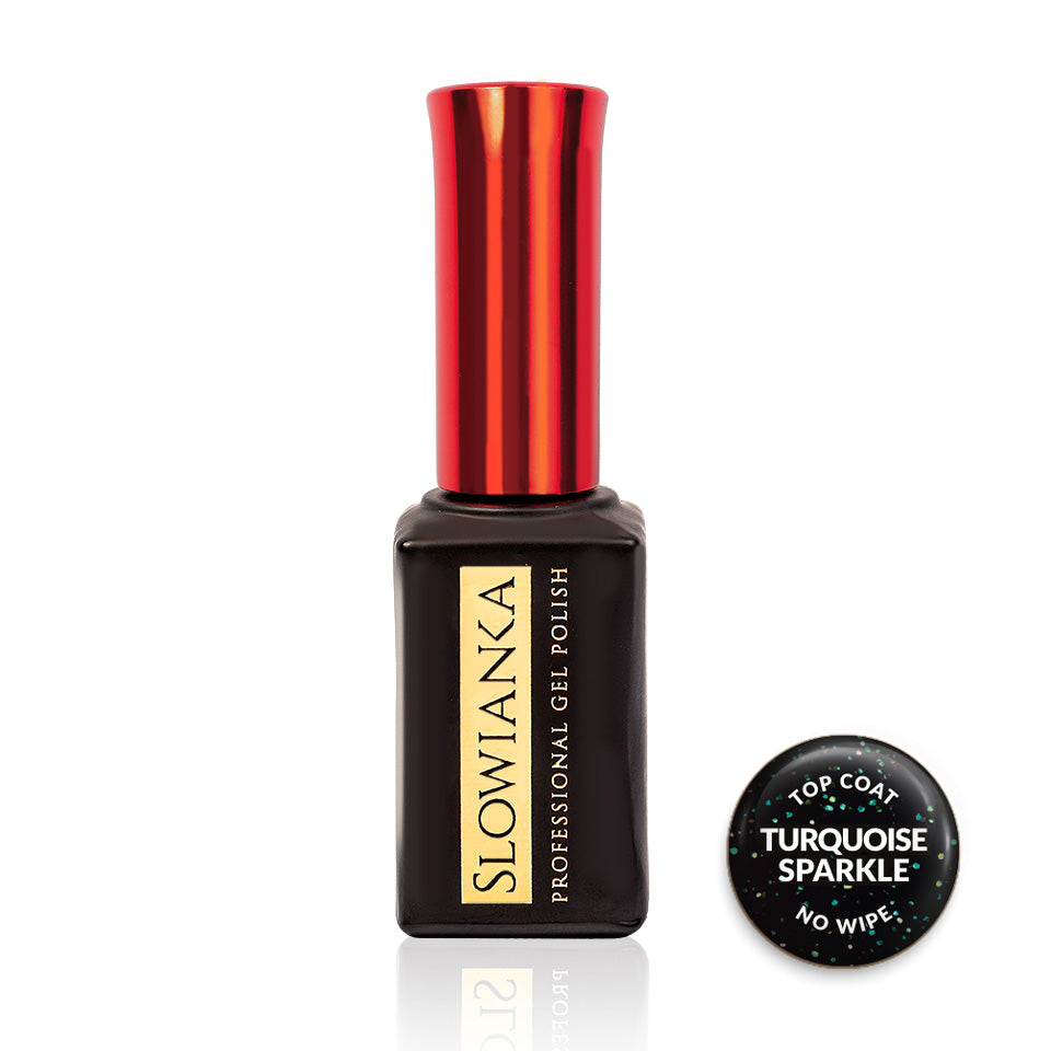 Top Coat No Wipe Turquoise Sparkle 10g