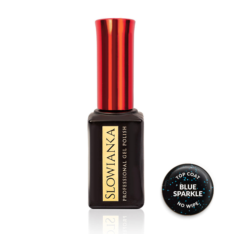 Top Coat No Wipe Blue Sparkle 10g